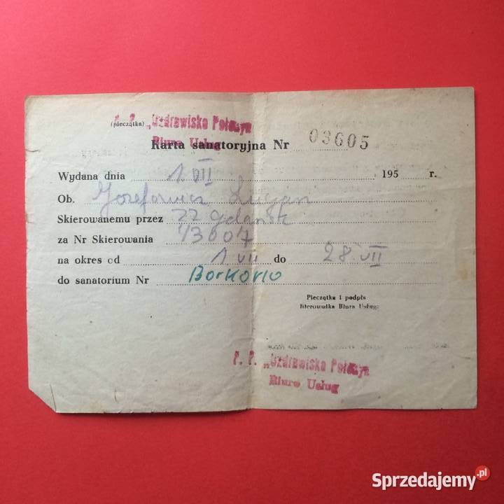 1674 Karta Sanatoryjna I Karta Wypisu Szczecin sprzedam