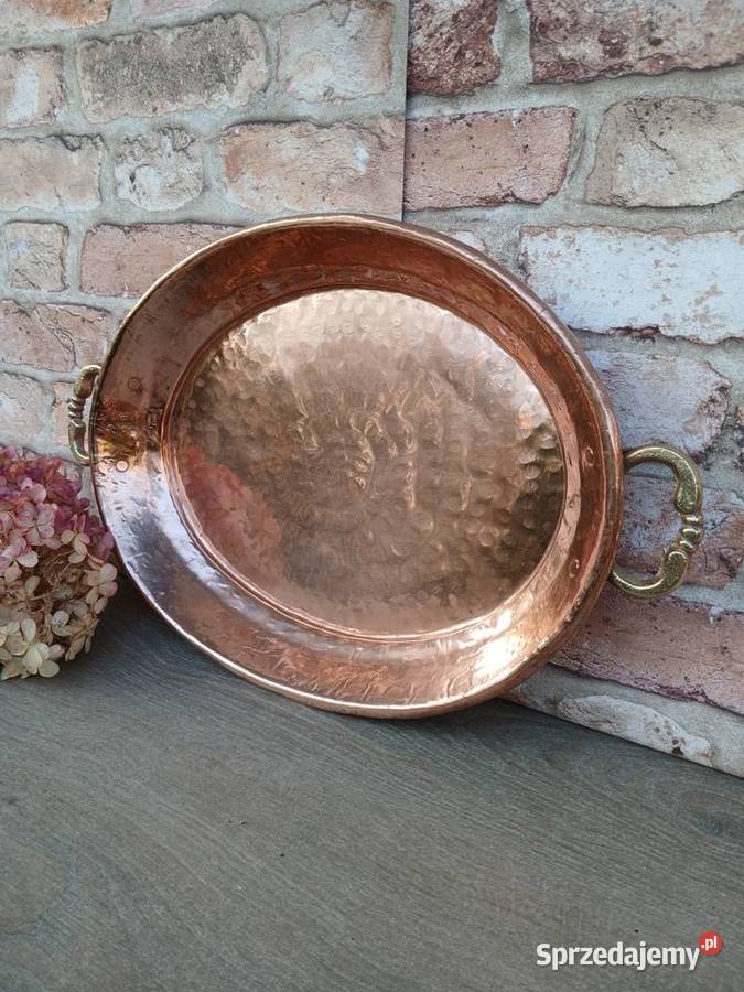 Duży miedziany półmisek patera miedziana z Warszawa