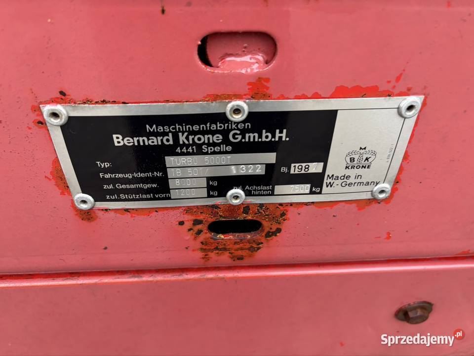 Przyczepa samozbierająca Krone Turbo 5000 Myszyniec