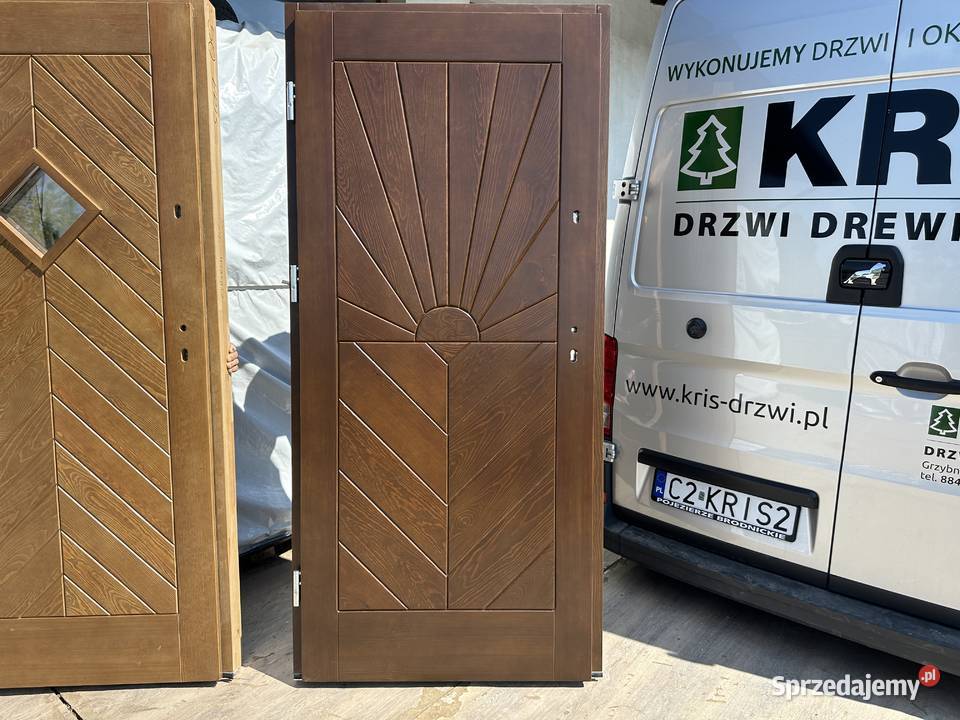 Drzwi zewnętrzne lite drewniane RĘKI GRUBE 75mm Bielsko-Biała