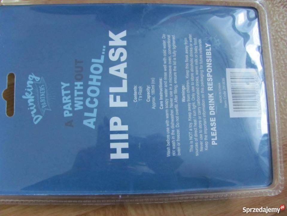 Piersiówka ze stali nierdzewnej niebieska Party Zamość