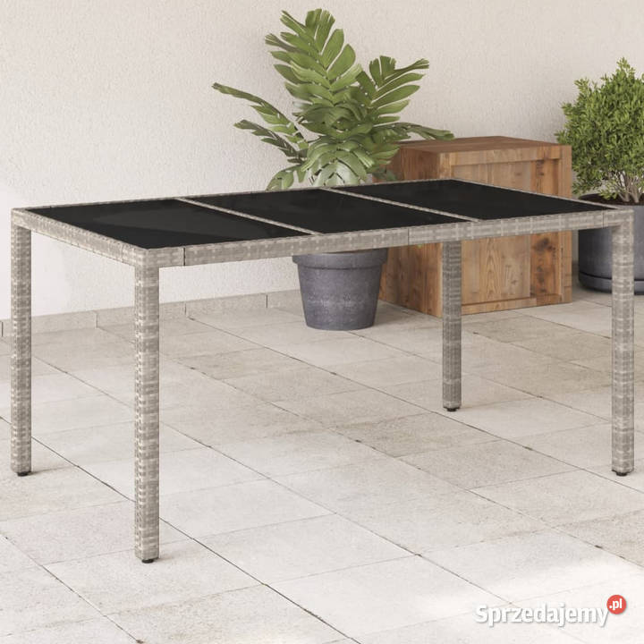 Stół ogrodowy ze szklanym blatem szary 150x90x75 Stoły i stoliki ogrodowe mazowieckie Warszawa