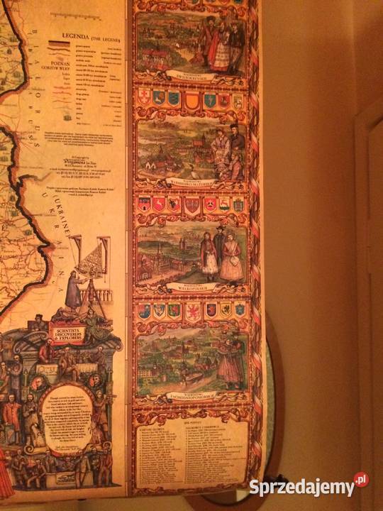 Ścienna ozdobna mapa Polski Pergamena NOWA Pozostałe mazowieckie Warszawa sprzedam