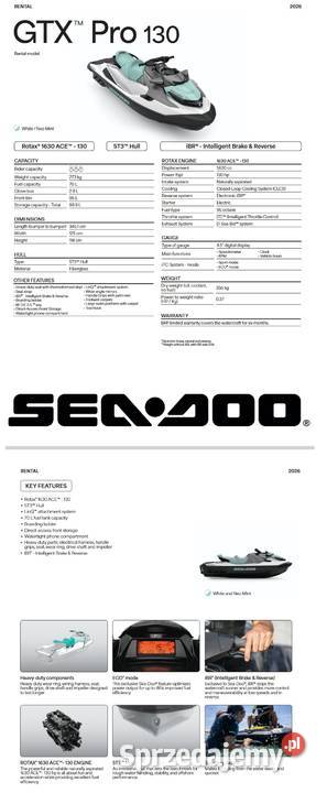 Skuter wodny Seadoo GTX PRO 130 Renthal white Nowy Sącz sprzedam