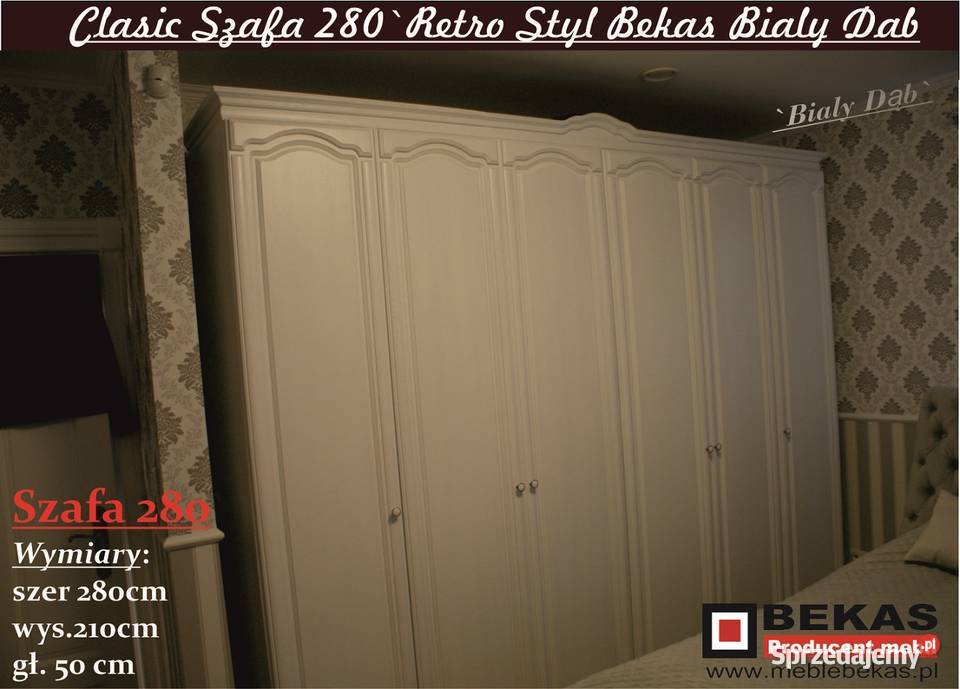 Biała Trzydrzwiowa Duża Szafa 133 3D3s Biały Dąb 50cm Grójec