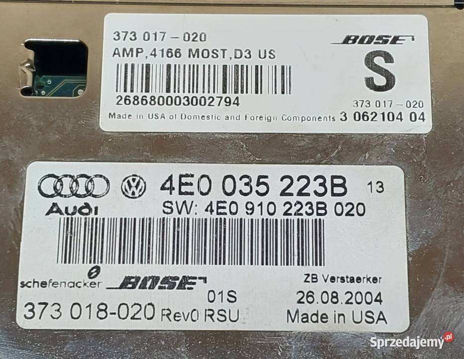 NOWY WZMACNIACZ BOSE 2005 AUDI A8 D3 W12 Mielęcin