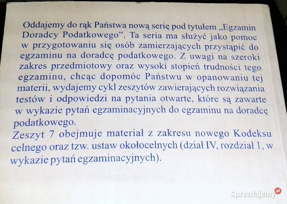 Prawo celne Egzamin doradcy podatkowego R Łućko Chełm