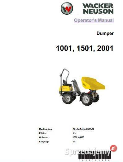 Wacker Neuson 1001 1501 2001 wozidło instrukcja Kielce