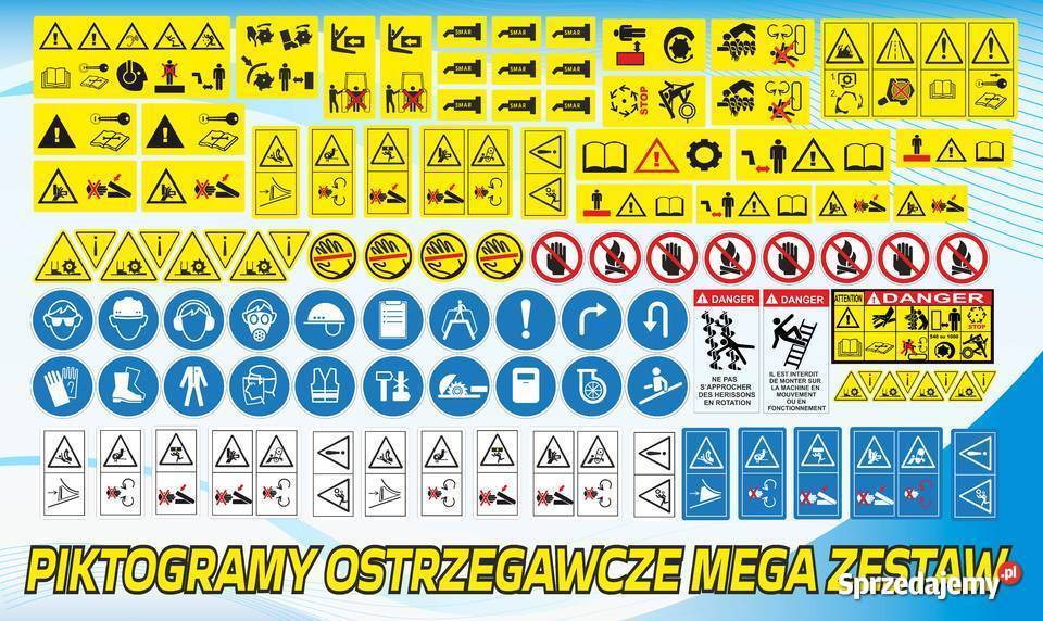 piktogramy ostrzegawcze naklejki bhp Jeżewo