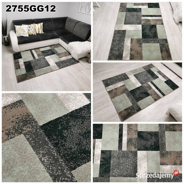 DYWAN 140X200 IDEA KWADRAT ZIELONY GĘSTY WŁOS Białystok