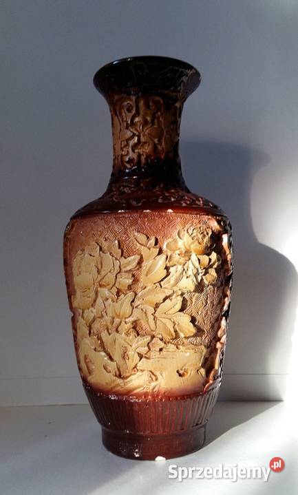 Antyk Retro Chiński Wazon Cynober Rzeźbiony Gdańsk