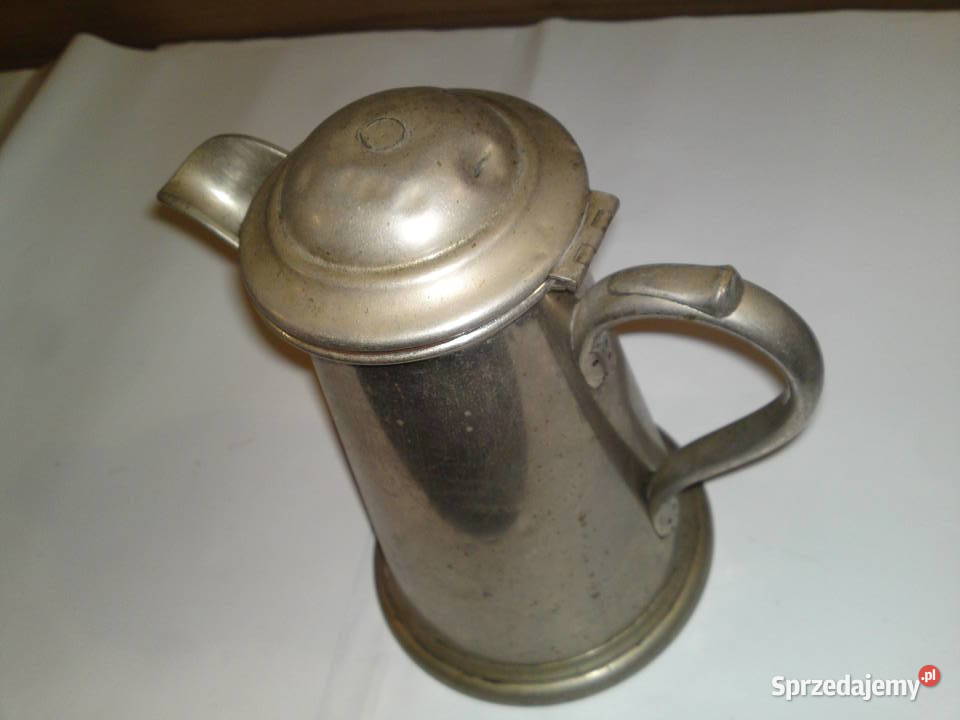 Przedwojenny stary dzbanek metalowy stalowy Wrocław