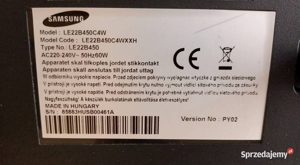 TV Samsung LE22B450C4W sprzedam