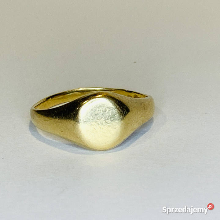 Złoty SYGNET damski 14K SUBTELNY gładki TOP r15 mazowieckie Warszawa