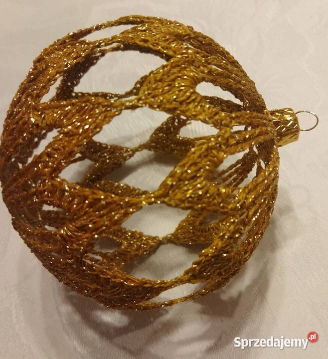 Bombki szydełkowe złote Boże Narodzenie Ryczówek