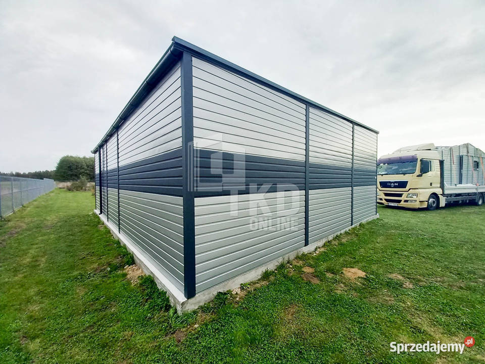 Hala Garaż Blaszany 85x6 2x Brama drzwi rynny