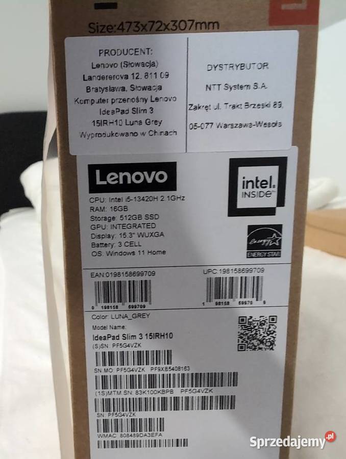 Nowy Lenovo IdeaPad Slim 3 15IRH10 153 i513gen Warszawa