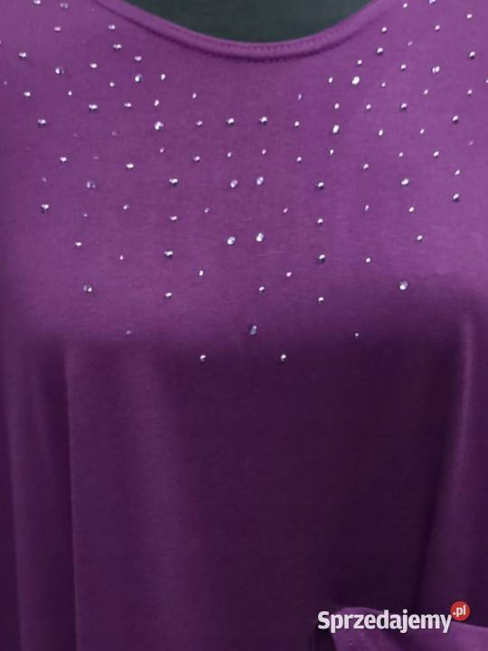Bluzka damska bawełna cekonowy wzór 4446 biust fioletowy Pątnów