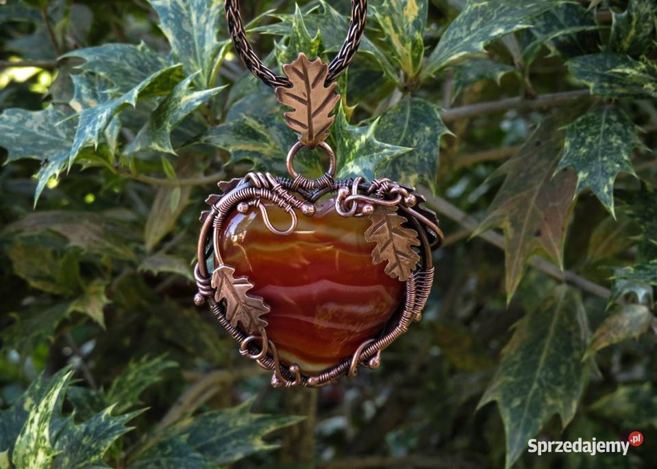 Dwustronny miedziany wisiorek z agatem motyw Wieliczka sprzedam