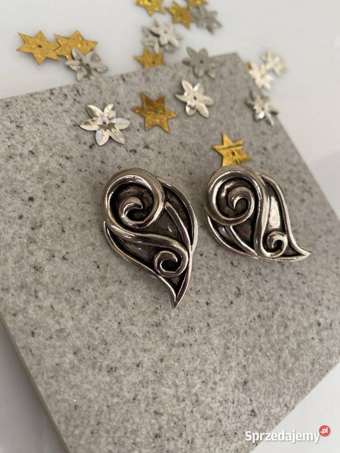 klipsy vintage pewter metloplastyka abstrakcja sprzedam