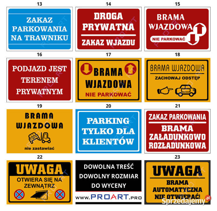 Metalowa tabliczka brama wjazdowa zakaz Warszawa
