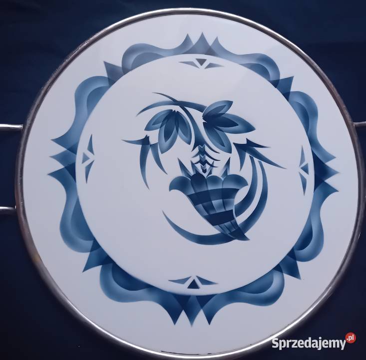 Fajansowa petera art deco w metalowym okuciu wielkopolskie Koźminek