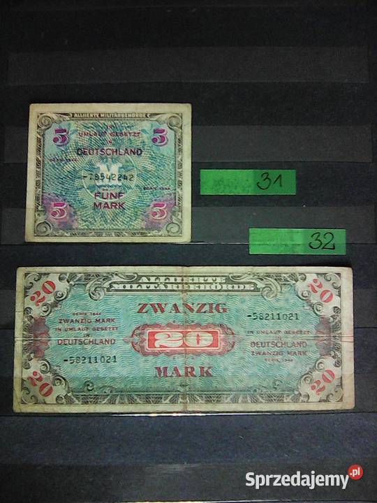 Sprzedam 4 BANKNOTY 1944 r NIEMCY i 1946 r Staroźreby
