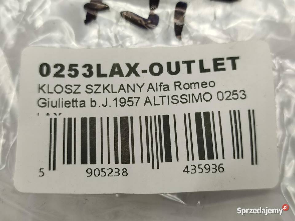 KLOSZ SZKLANY ALFA ROMEO GIULIETTA BJ1957 lubelskie