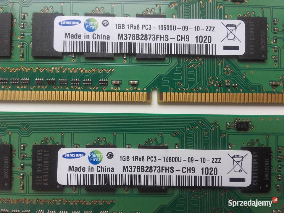 Samsung DDR3 2x1GB 2GB PC3 1333Mhz 10600U0910zzz Pojemność 2GB Bydgoszcz
