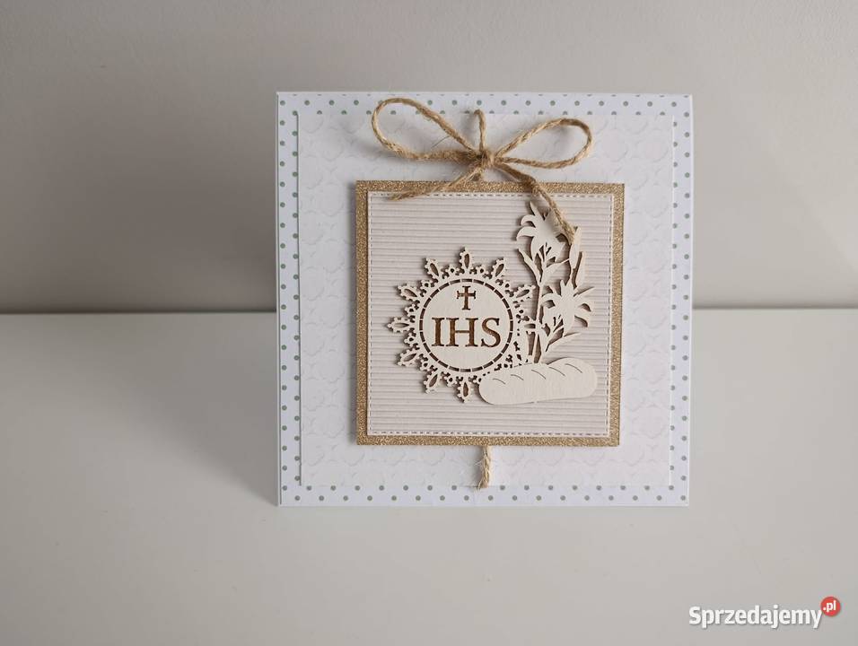 Kartka ręcznie robiona Komunia Święta handmade Łódź