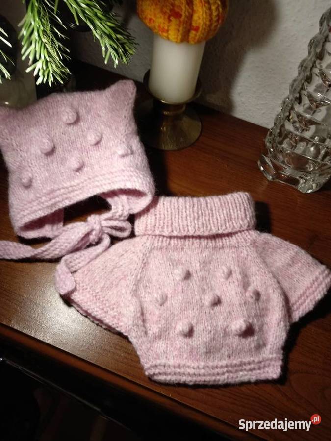 Bonetka z uszkami komin róż mazowieckie sprzedam