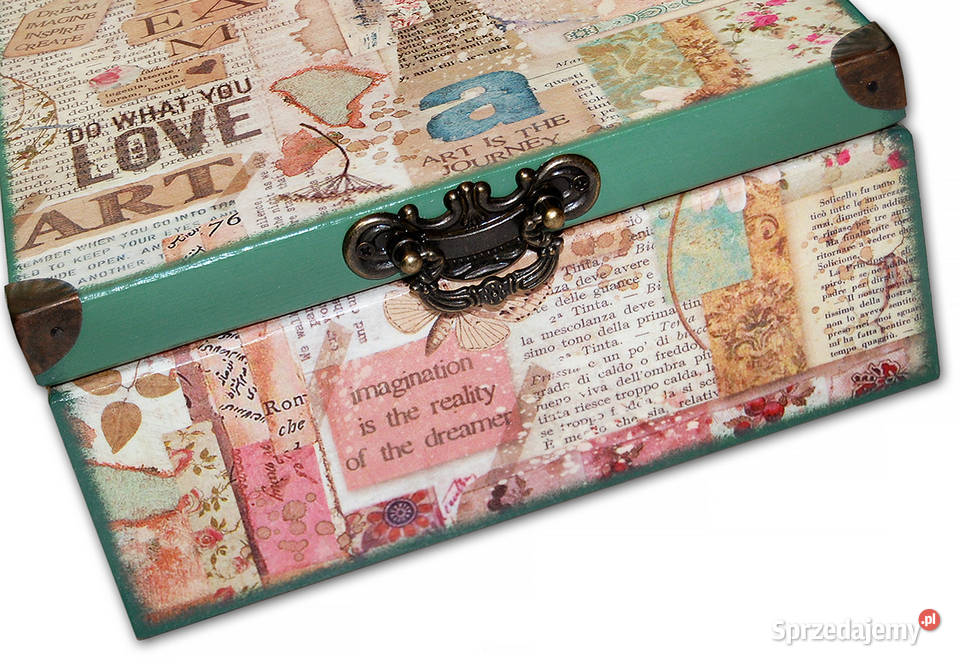 SZKATUŁKA pudełko drewniane DREAM LOVE ART 20x20