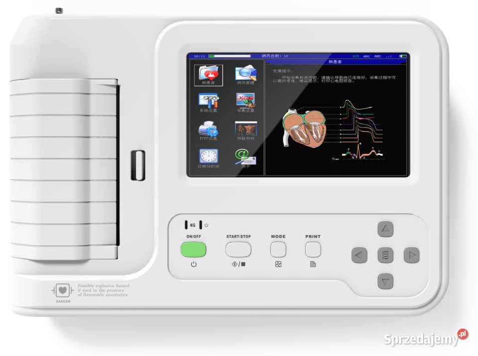 Elektrokardiograf Aparat EKG 600G 6-kanałowy 12 odprowadzeń