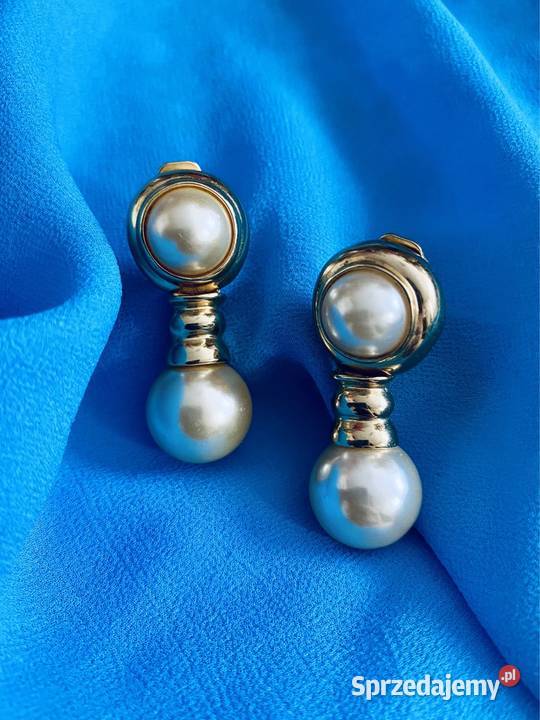 UNIKAT pozłacane klipsy Joan Rivers old money Klipsy Gdynia