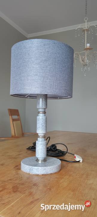 Lampa stołowa klasyczna z kamienia nowy abażur