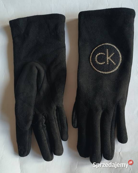 Ciepłe czarne eleganckie rękawiczki CK sprzedam