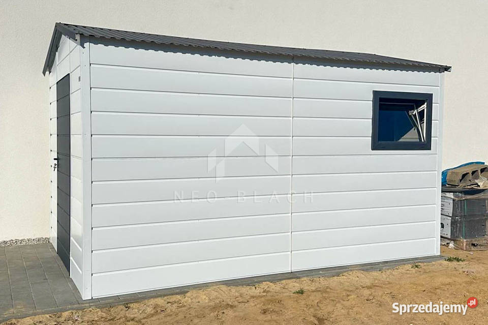 Schowek Domek ogrodowy 25x4m Drzwi Okno Biały