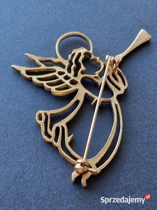 VINTAGE BROSZKA ANIOŁ ART DECO pozłacane śląskie
