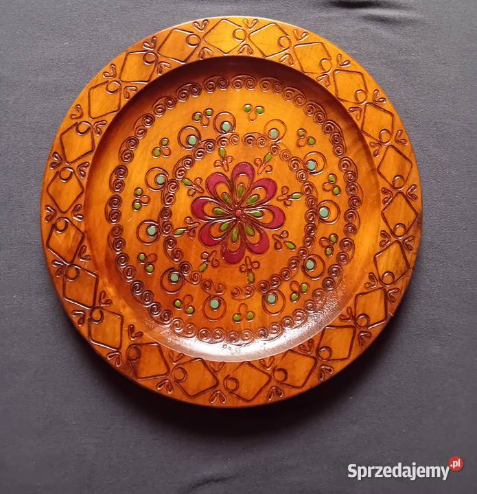 Zawieszany talerz drewniany rękodzieło druga Koźminek sprzedam