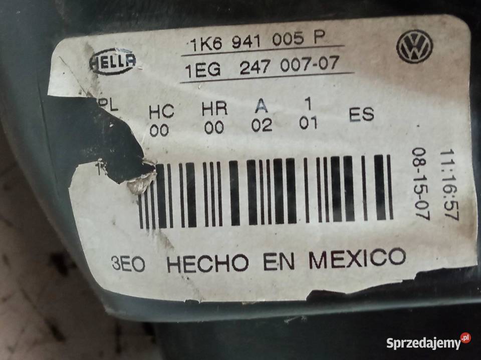 LAMPA PRZÓD LEWA EU GOLF V 1K6941005P VW