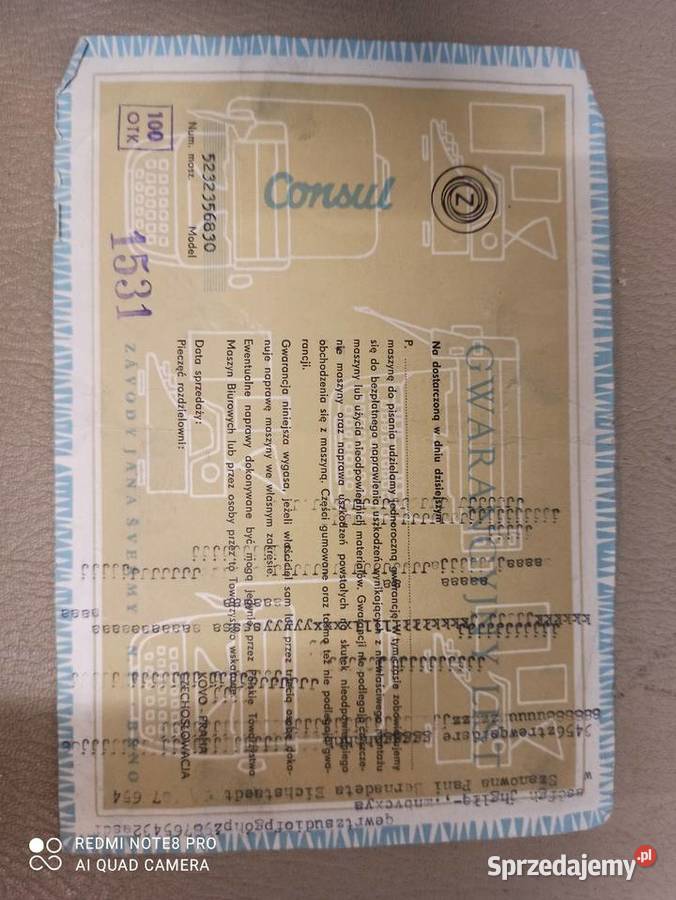 Maszyna do pisania Consul gwarancja instrukcja Pozostałe Gniezno sprzedam