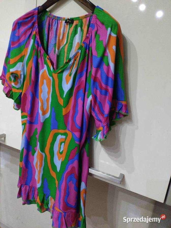 Sukienka z krótkimi rękawami kimono wielobarwna Lublin sprzedam