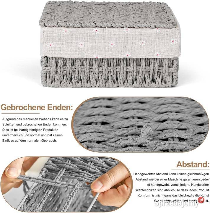 Kosz z pokrywką 3 sztuki pleciony kosz z liny Jaworzno