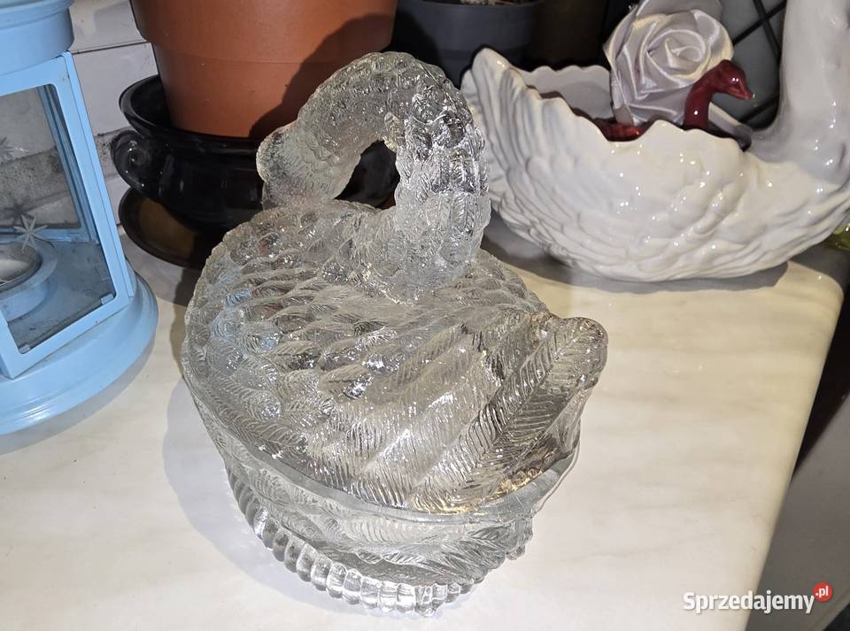 Bomboniera łabędź szkło transparentne Sosnowiec