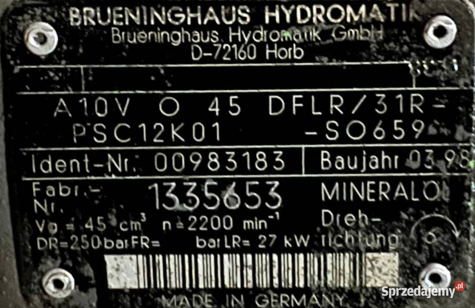 Brueninghaus A10V O 45 DFLR 31RPSC12K01 SO659 Poznań