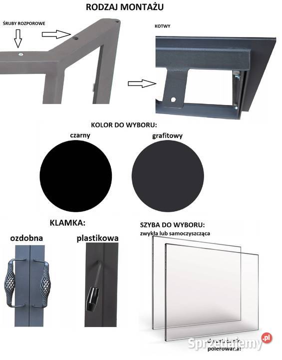 DRZWICZKI NAROŻNE DO KOMINKA WKŁADU KOMINKOWEGO stal Radziszów