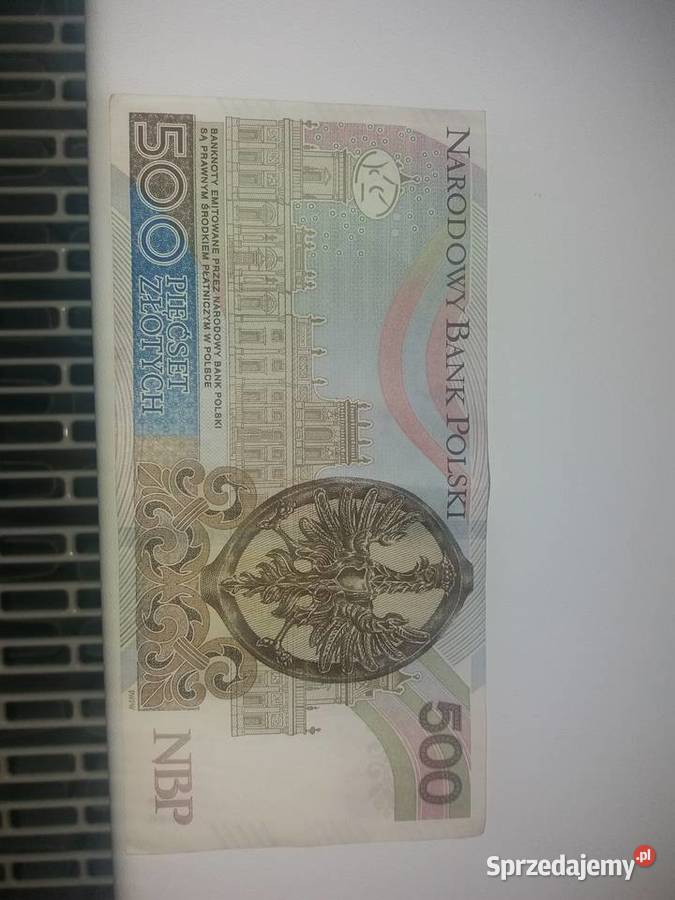Banknot 500zl seria AN dolnośląskie Ząbkowice Śląskie