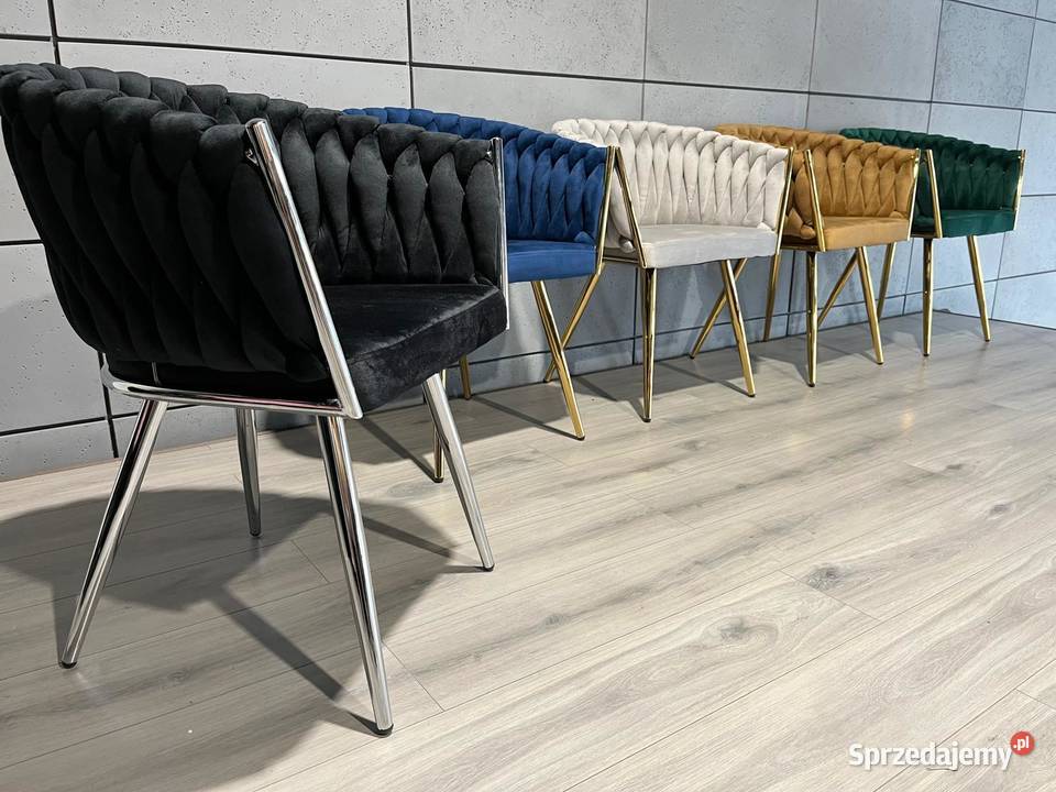 Fotel pleciony warkocz welur glamour Warszawa