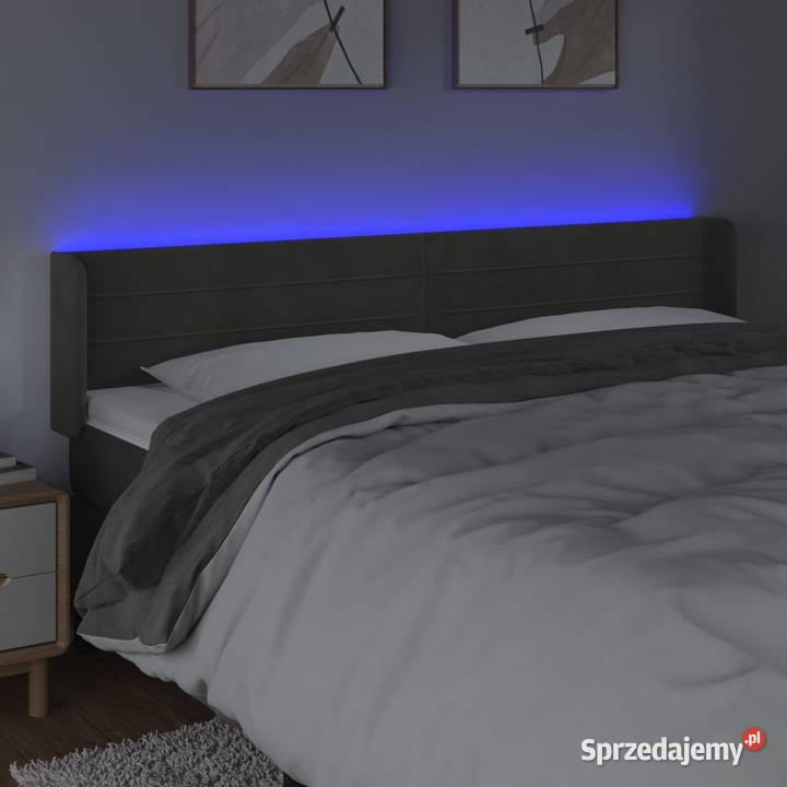 Zagłówek do łóżka z LED ciemnoszary 203x16x7888 Warszawa