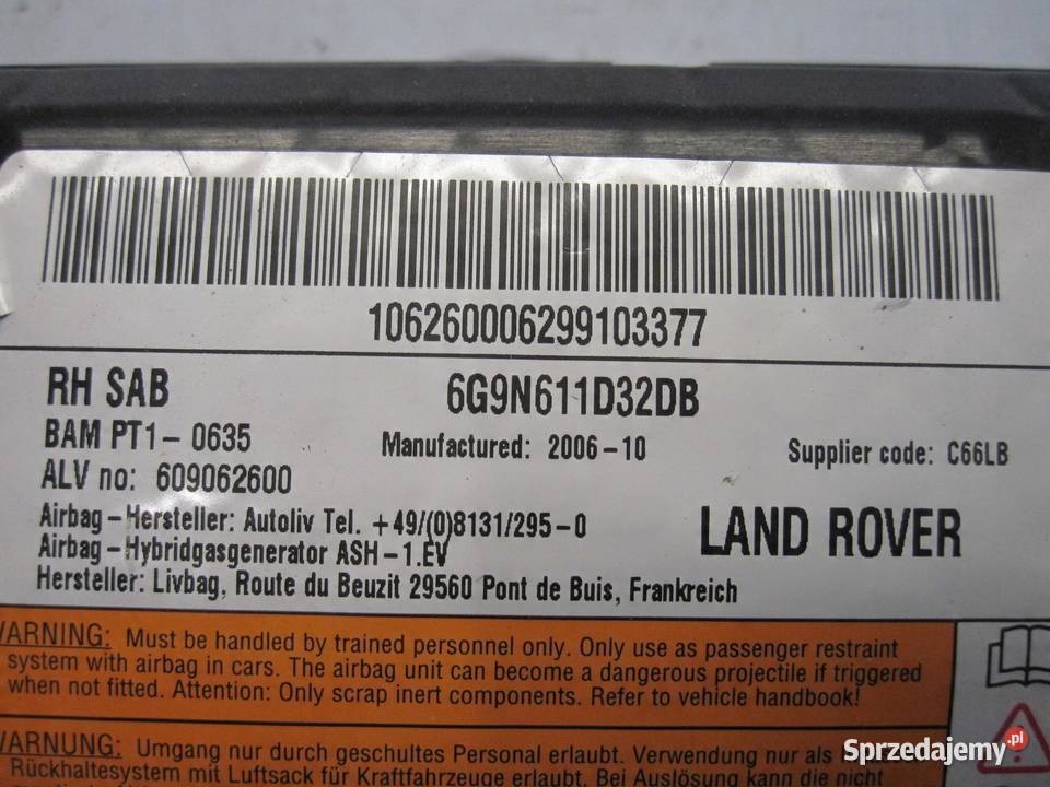 LAND ROVER FREELANDER II 06r AIRBAG poduszka osobowe świętokrzyskie